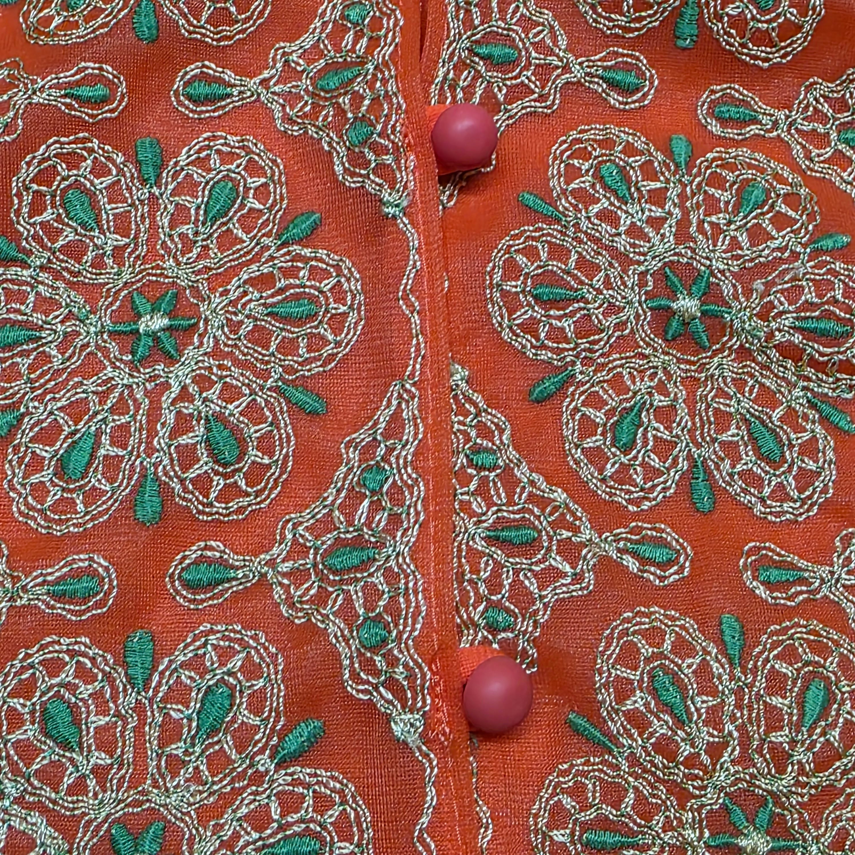 1960s Burnt Orange Pajama Set with Embrodered Top ~ Medium ~ Terra Cotta Lounge Set