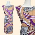 1960s Paisley Psychedelic Print Sleeveless Shift Dress ~ Medium