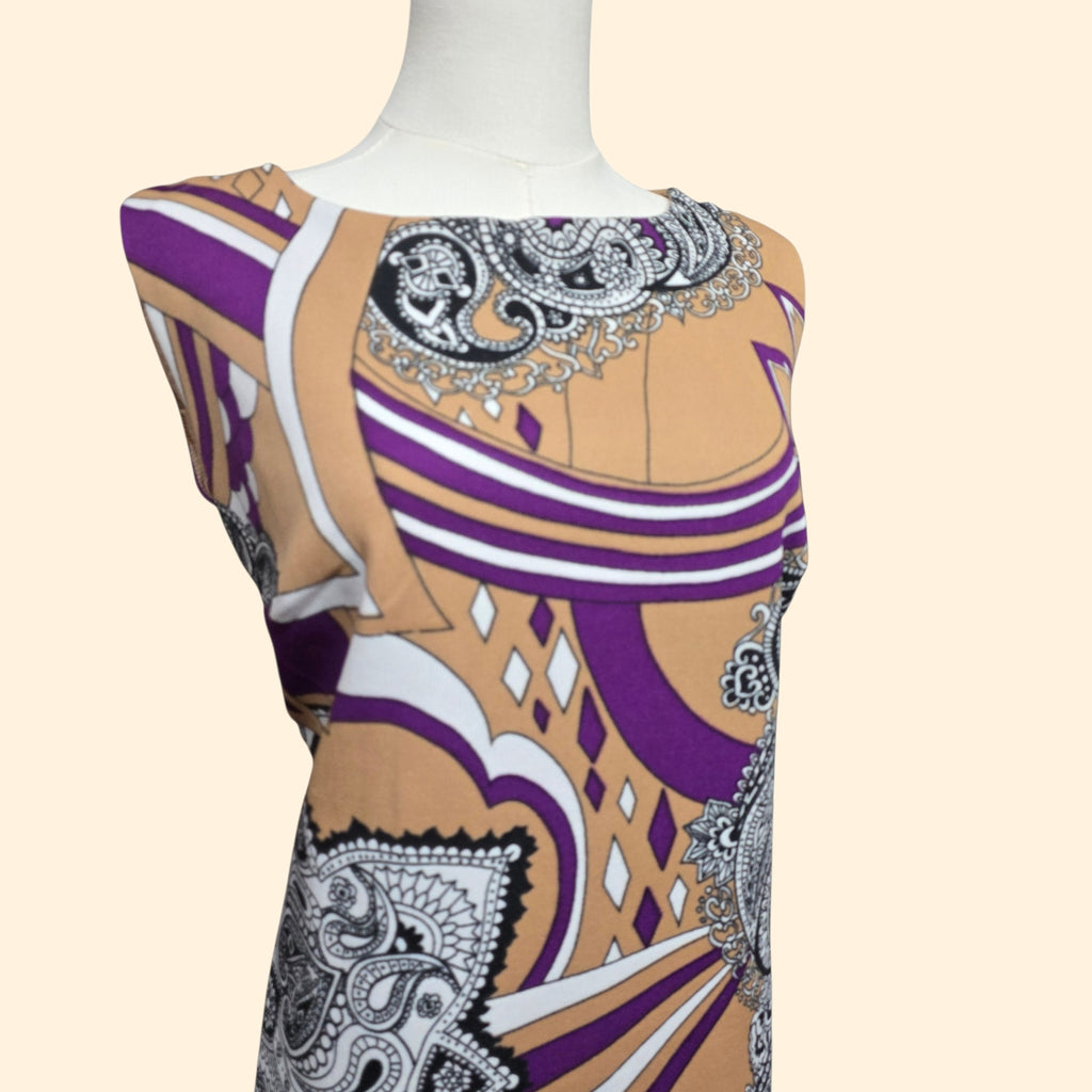 1960s Paisley Psychedelic Print Sleeveless Shift Dress ~ Medium