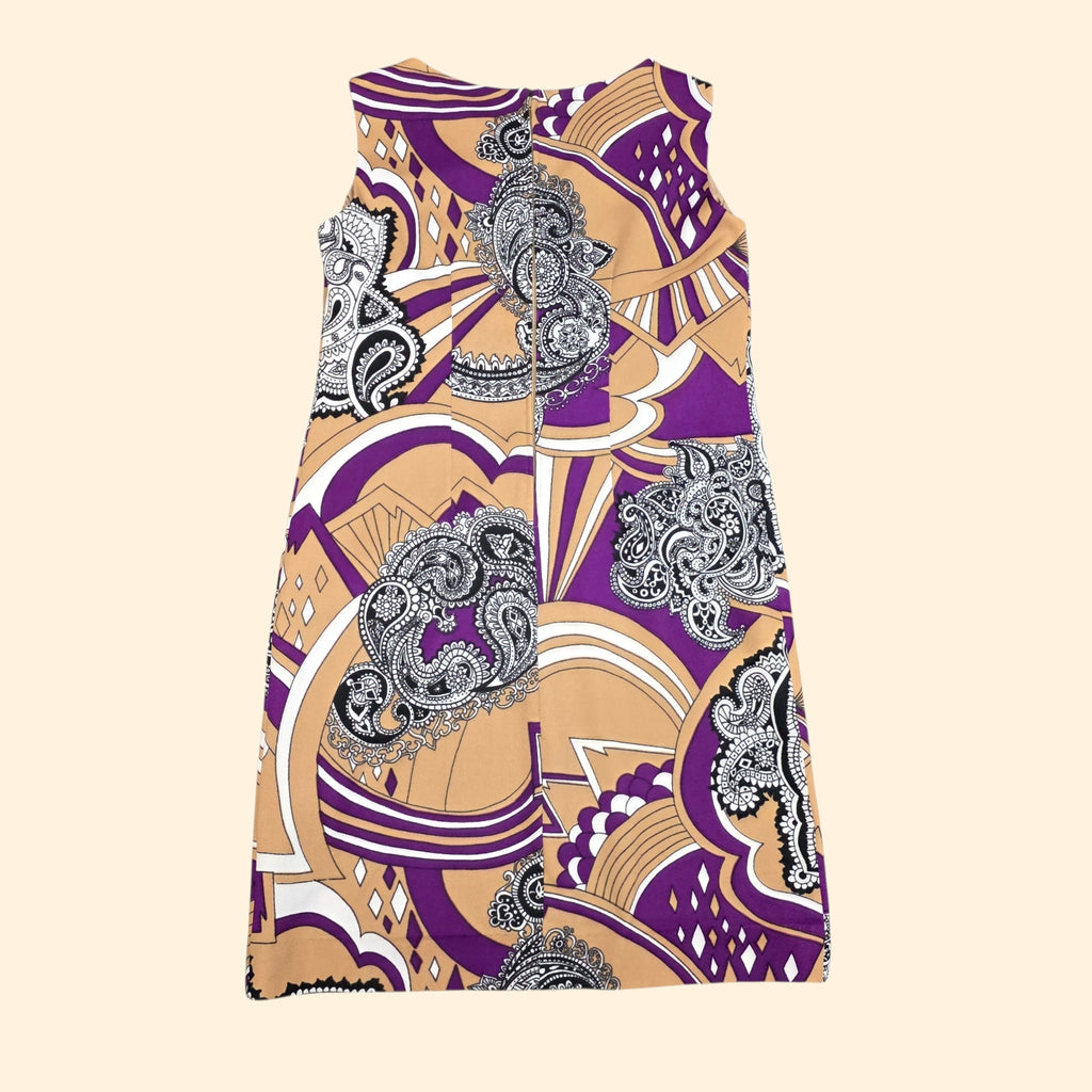 1960s Paisley Psychedelic Print Sleeveless Shift Dress ~ Medium