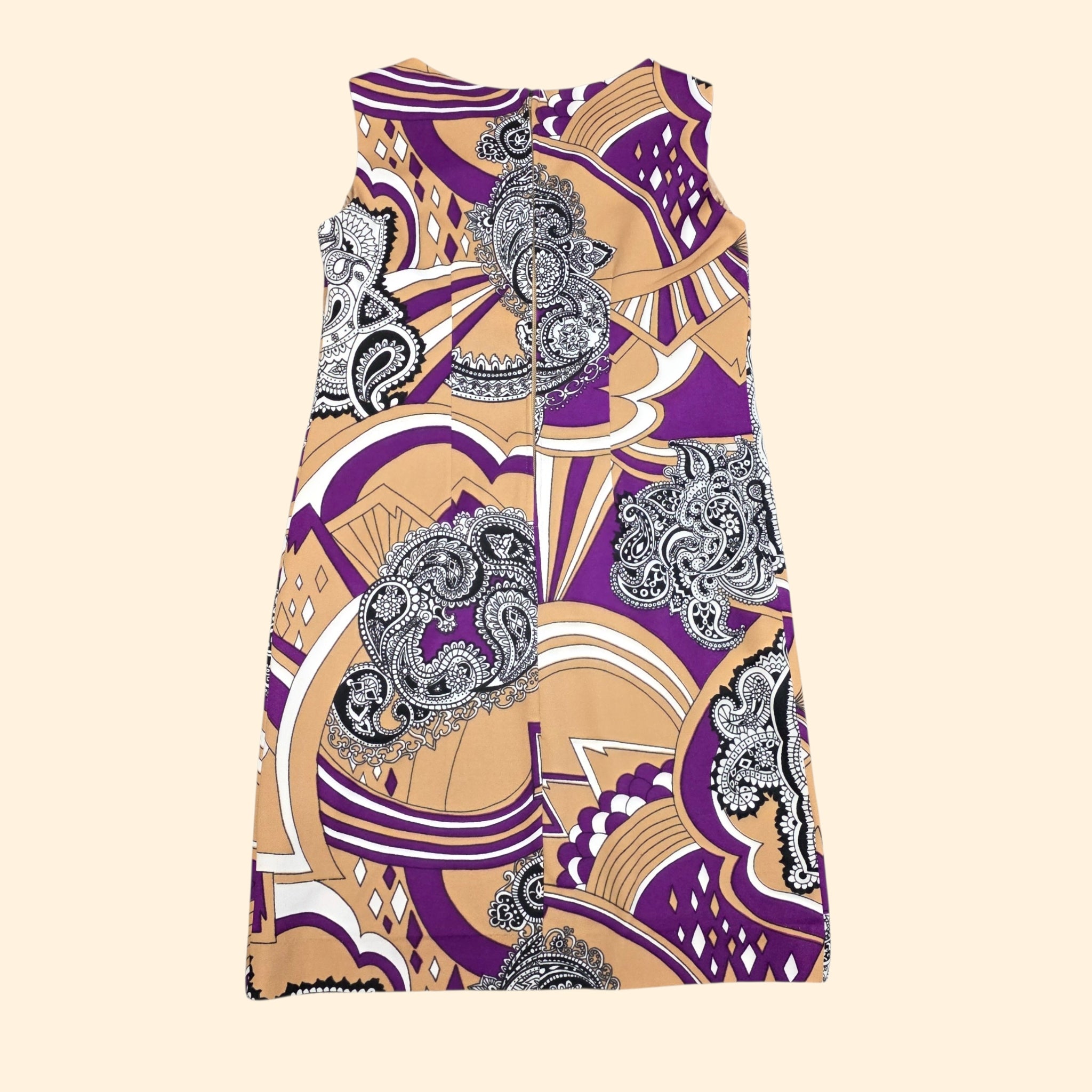 1960s Paisley Psychedelic Print Sleeveless Shift Dress ~ Medium