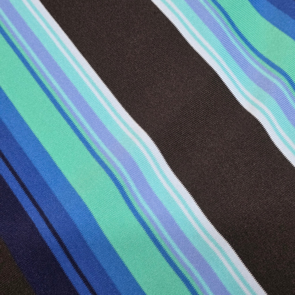 1970s Blue and Black Chevron A-Line Maxi Skirt ~ Small Medium