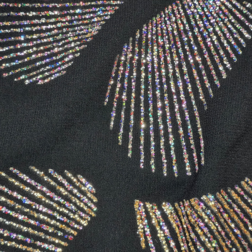 1980s Rainbow Glitter Batwing Top ~ Large ~ Disco Glam Dolman Sleeves
