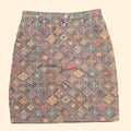1980s Banana Republic Safari Folk Art Tile Print Mini Skirt ~ Small