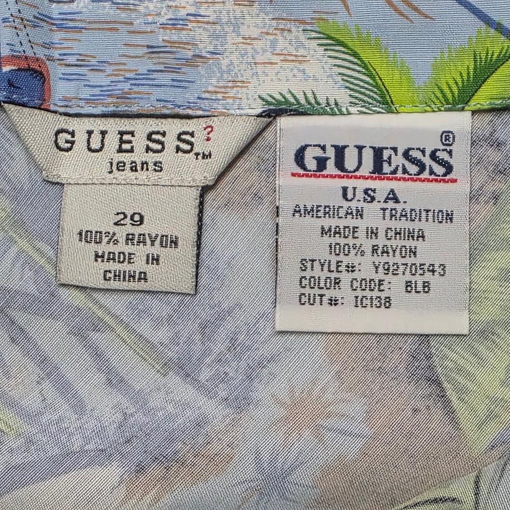 1990s Guess Hawaiian Print Midi Skirt ~ Medium ~ Tropical