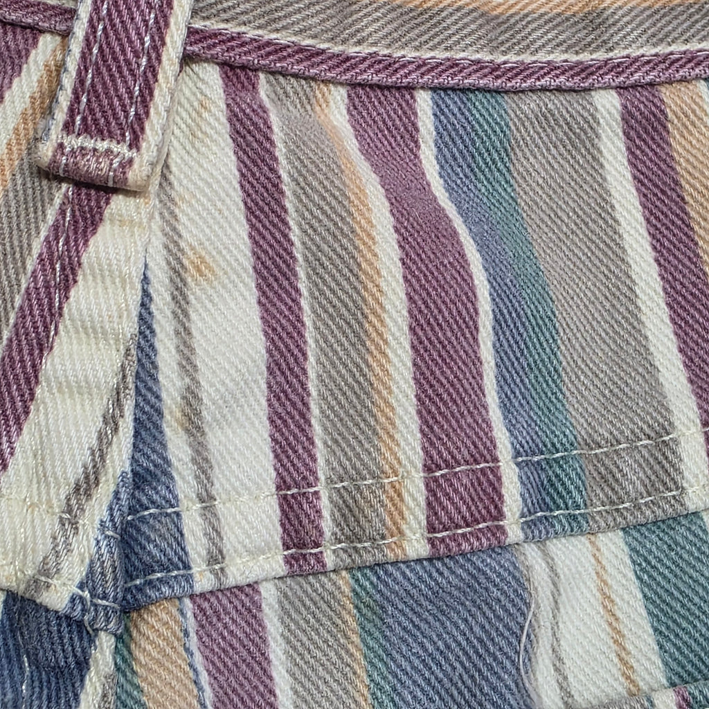 1990s Striped High Rise Jean Shorts ~ Medium