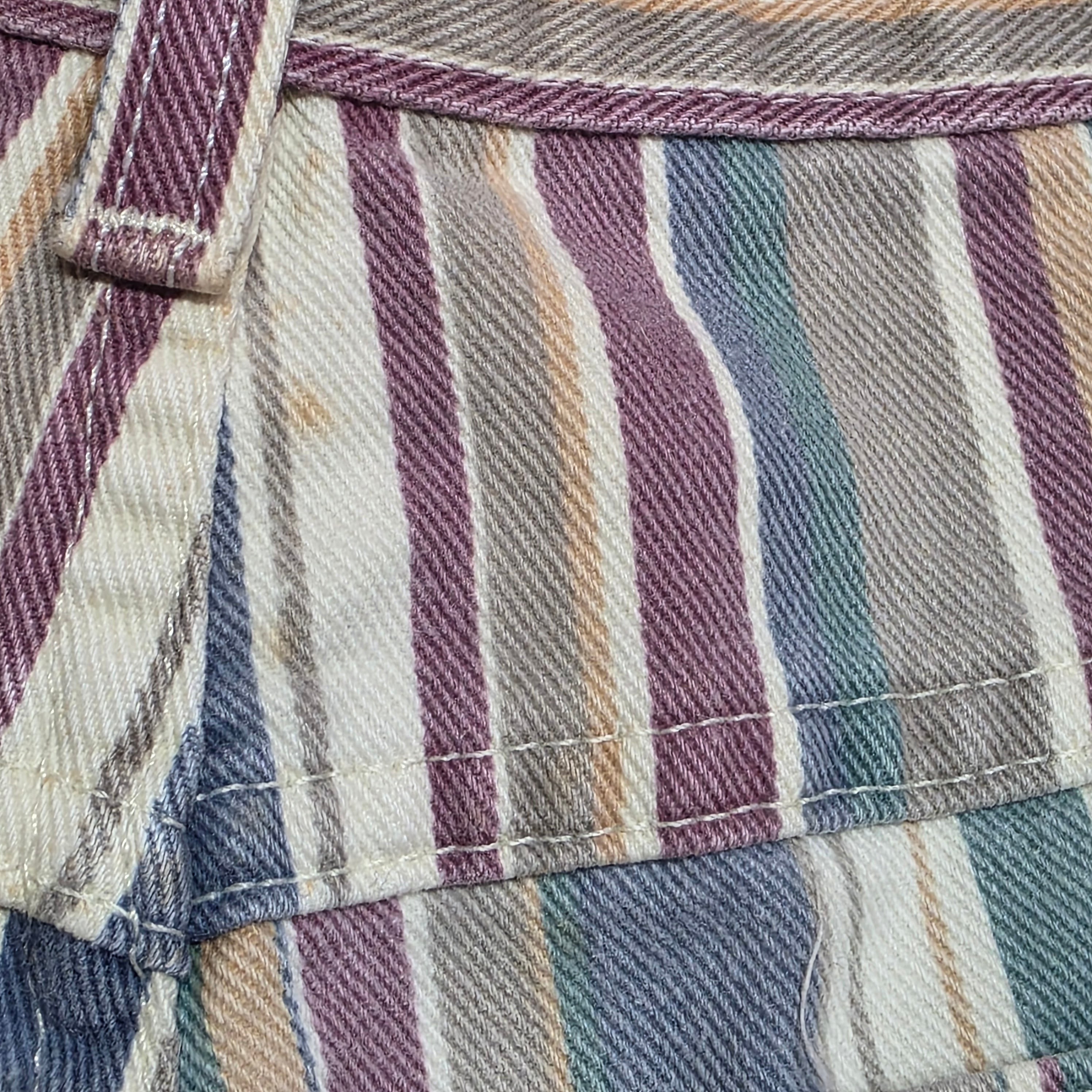 1990s Striped High Rise Jean Shorts ~ Medium