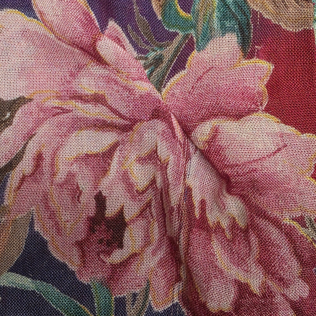 1990s Floral Button Down Short Sleeve Maxi Dress ~ Small Medium ~ Rayon Boho Duster