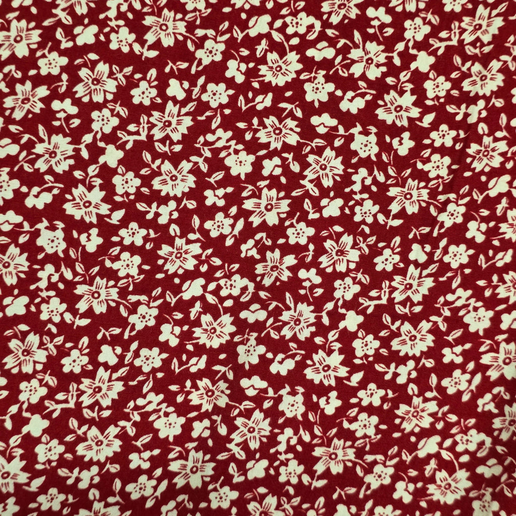 1990s Rampage Red Ditzy Floral Cropped Wide Leg Jumsuit ~ Extra Small