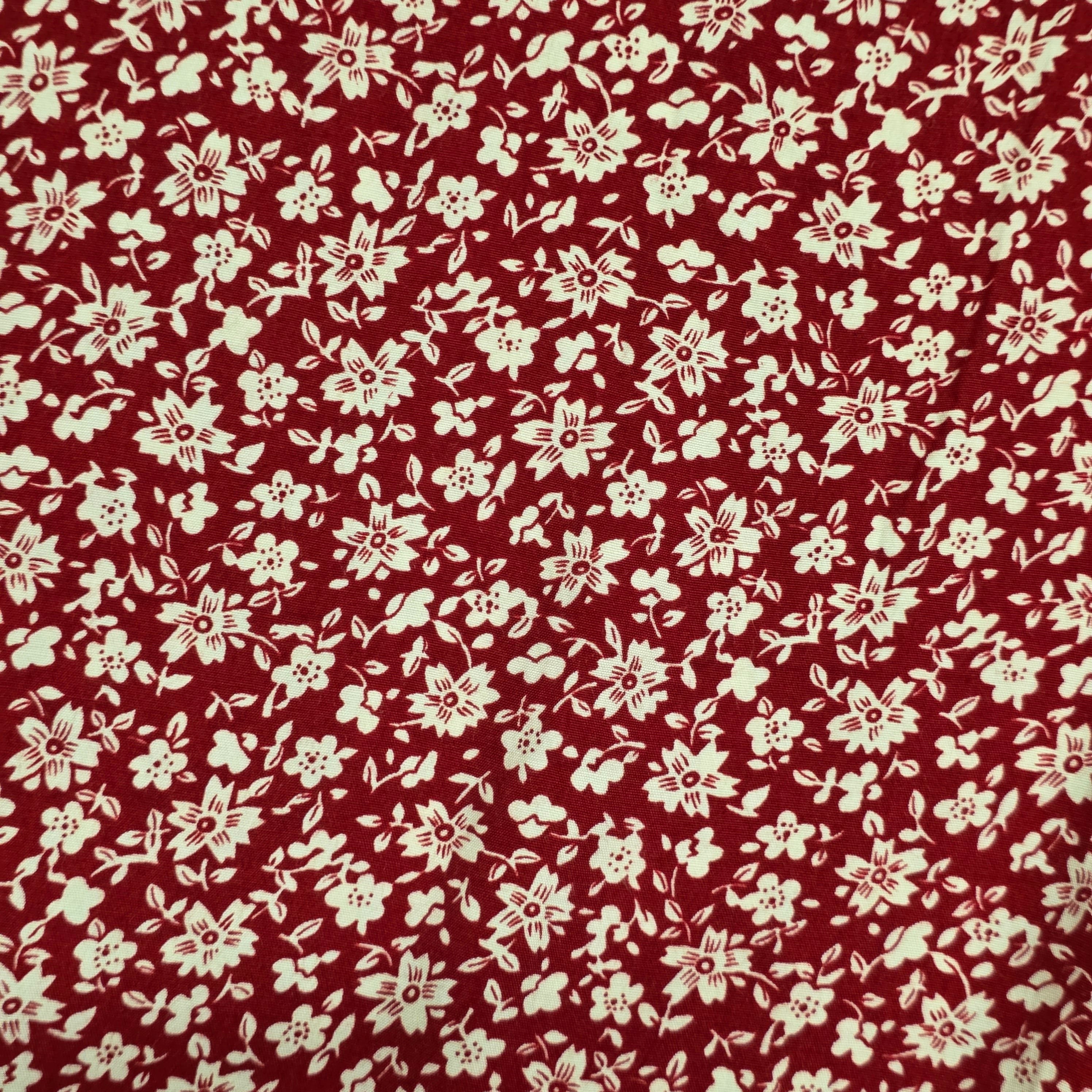 1990s Rampage Red Ditzy Floral Cropped Wide Leg Jumsuit ~ Extra Small