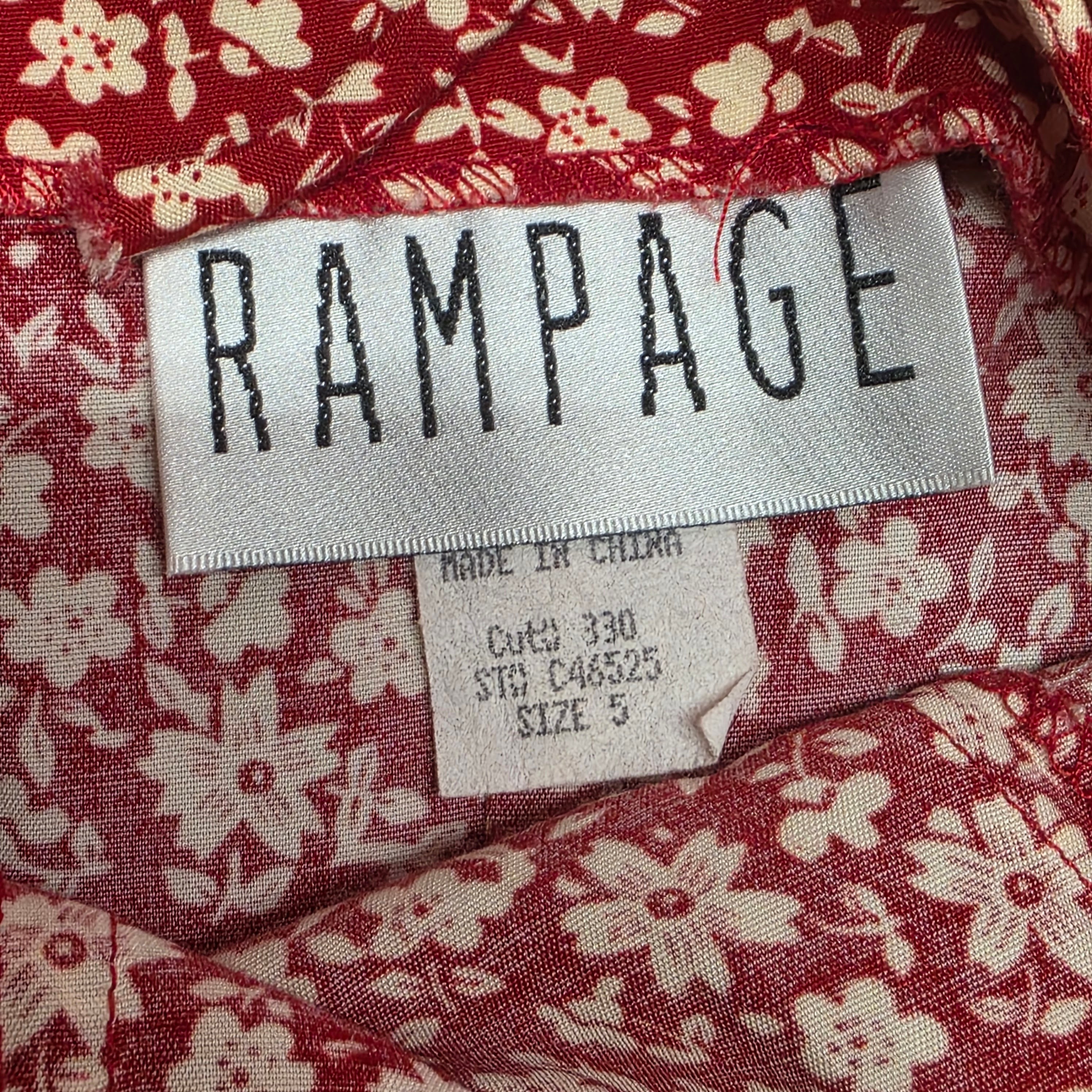 1990s Rampage Red Ditzy Floral Cropped Wide Leg Jumsuit ~ Extra Small