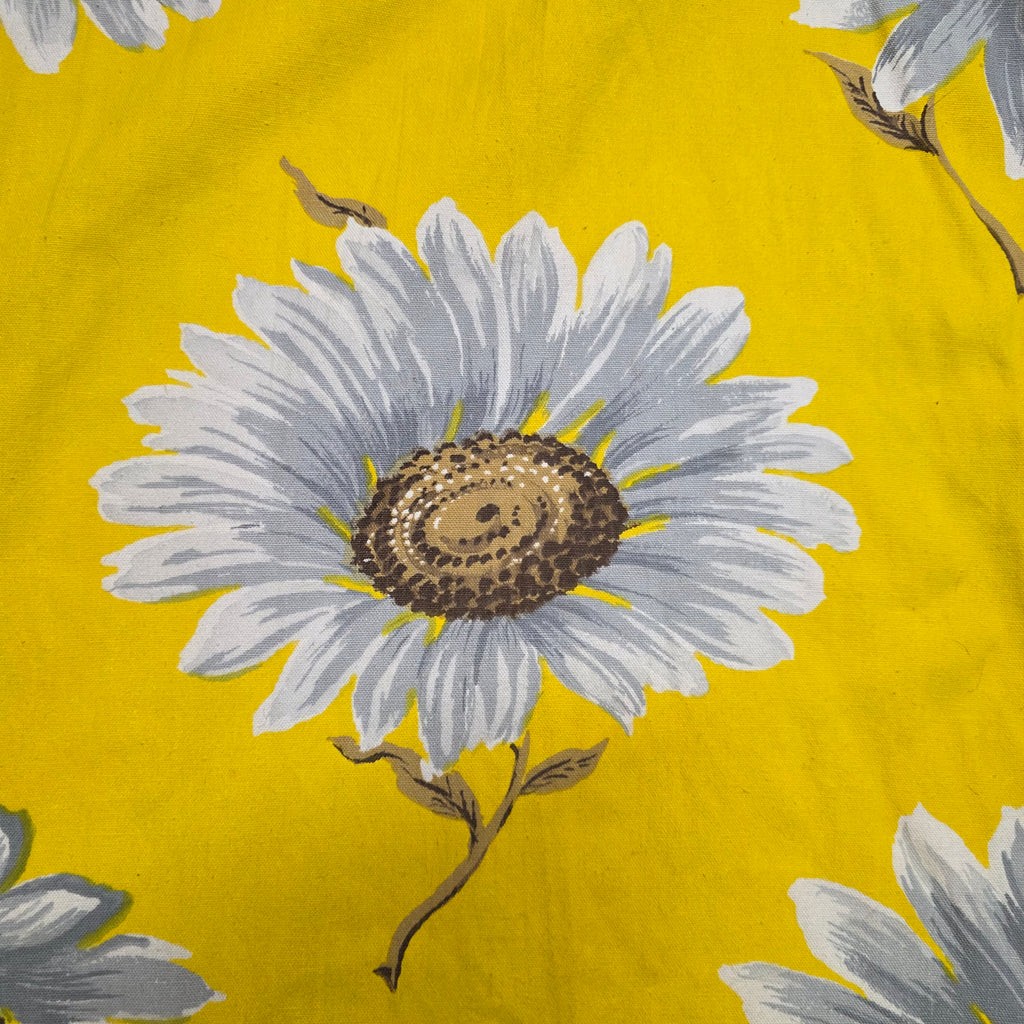 1970s Yellow Daisy Print Palazzo Jumpsuit with Cutout O-Ring Waistline ~ Small