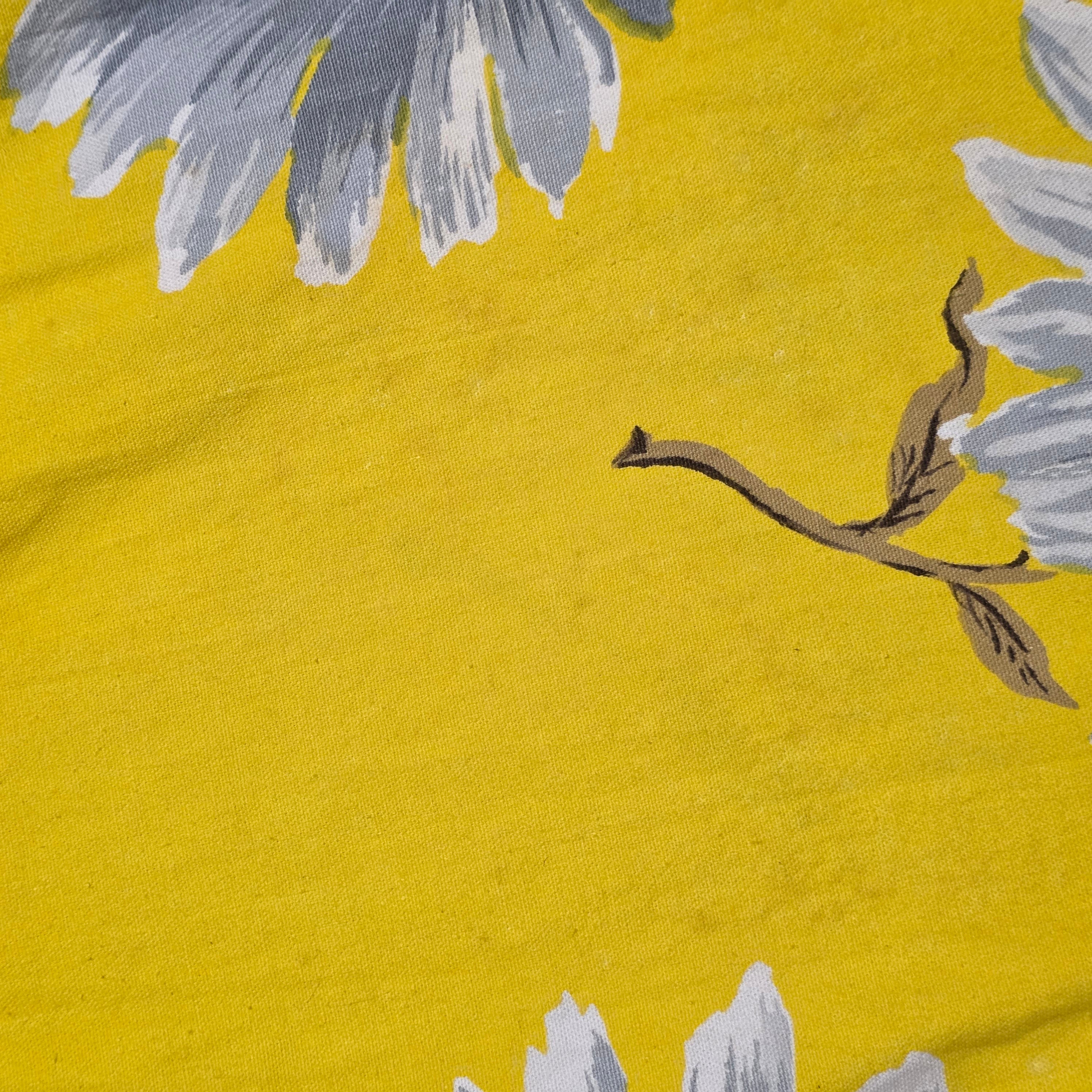1970s Yellow Daisy Print Palazzo Jumpsuit with Cutout O-Ring Waistline ~ Small