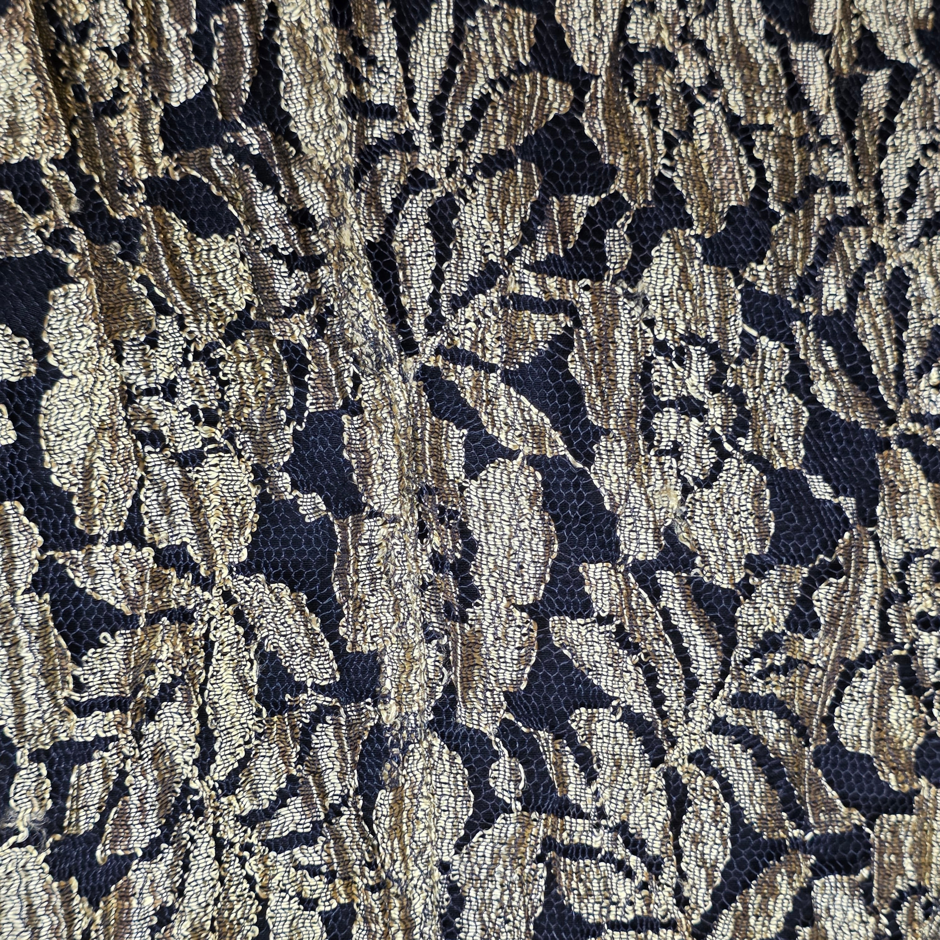 1990s Gold Lace Long Sleeve Maxi Dress ~ Small ~ Boho