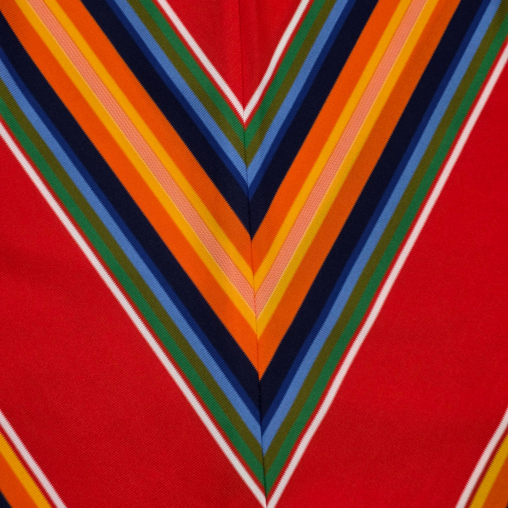 1970s Orange Chevron A-Line Midi Skirt ~ Small