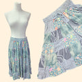 1990s Patchwork Rayon Midi Skirt ~ One Size Fits Most ~ Boho Hippie Festival