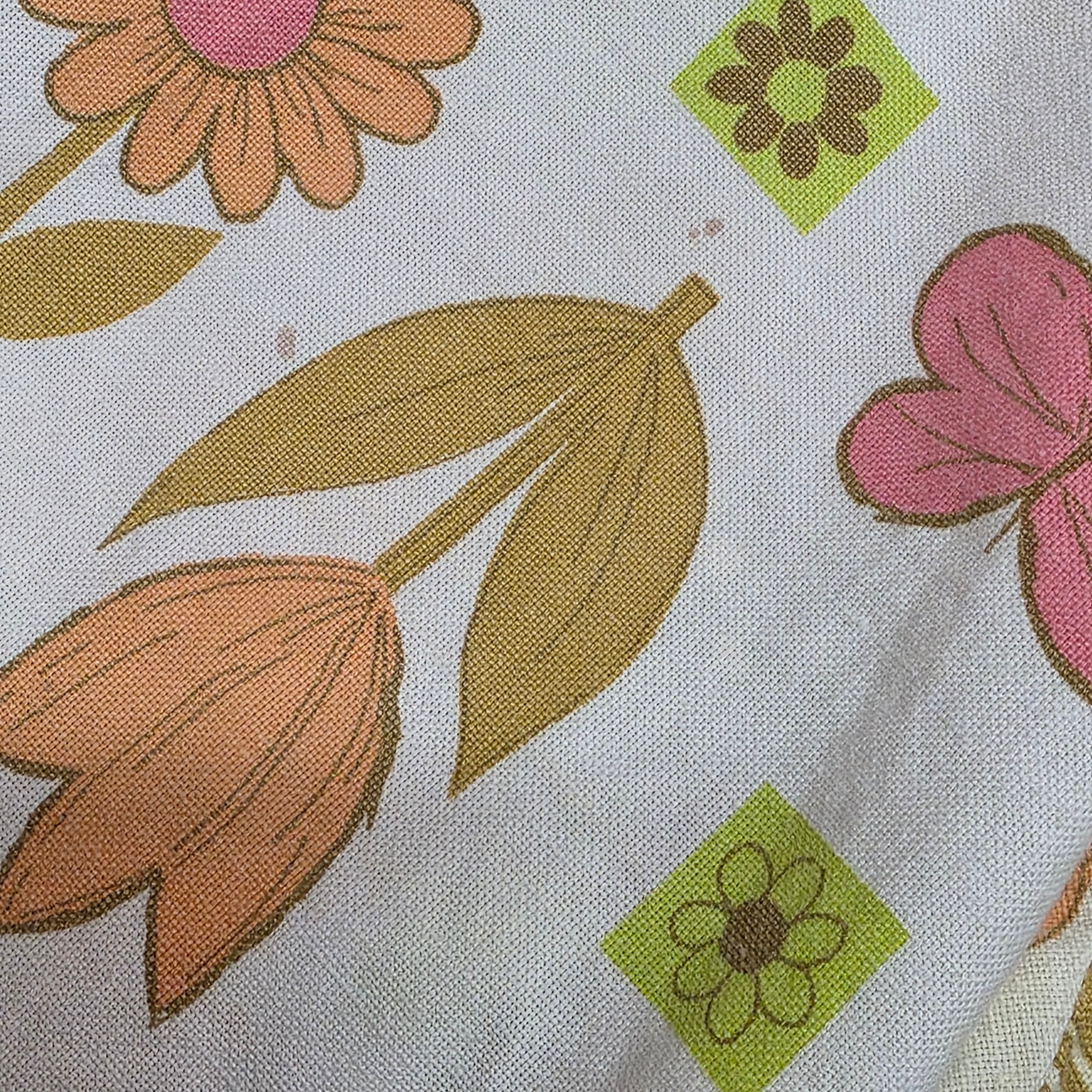 1960s Garden Print Button Down Blouse ~ Small Medium ~ Floral Butterfly Fruit