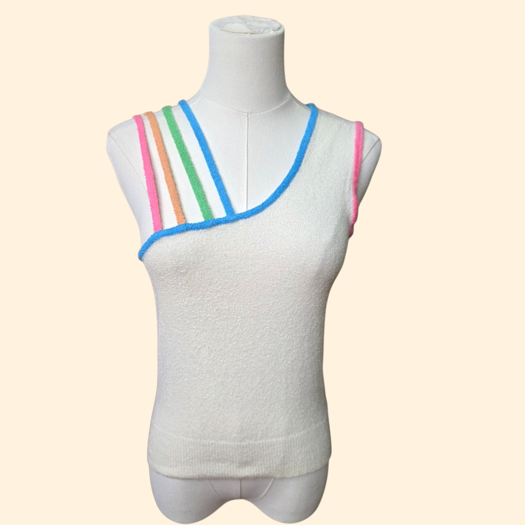 1970s Asymmetrical Nylon Tank Top ~ Medium Large