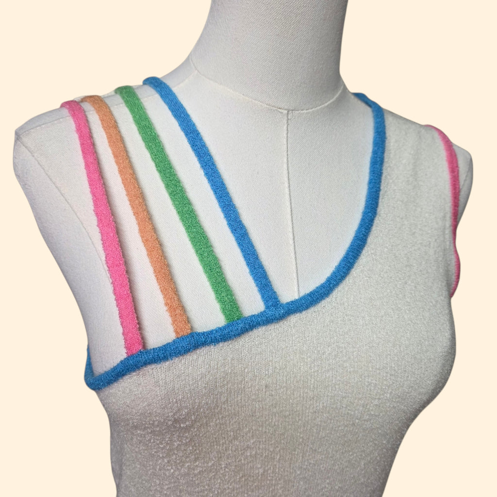 1970s Asymmetrical Nylon Tank Top ~ Medium Large