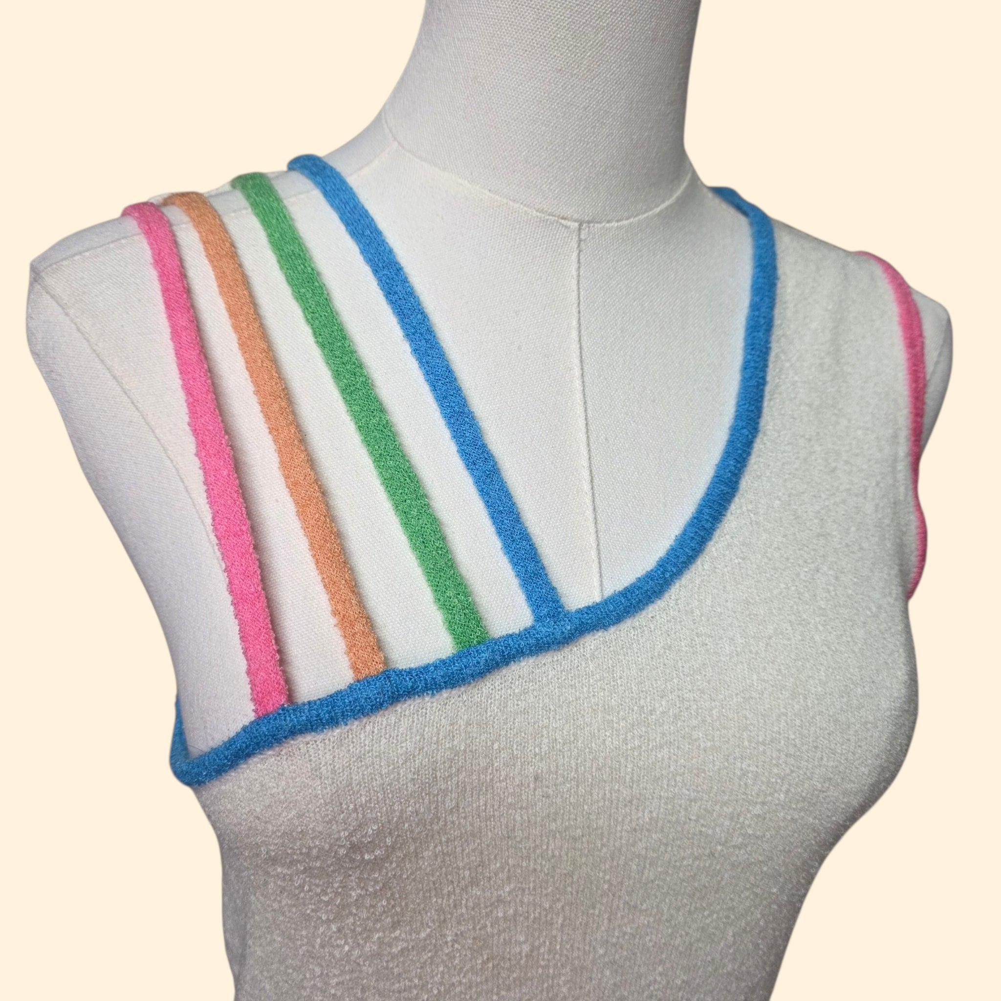 1970s Asymmetrical Nylon Tank Top ~ Medium Large