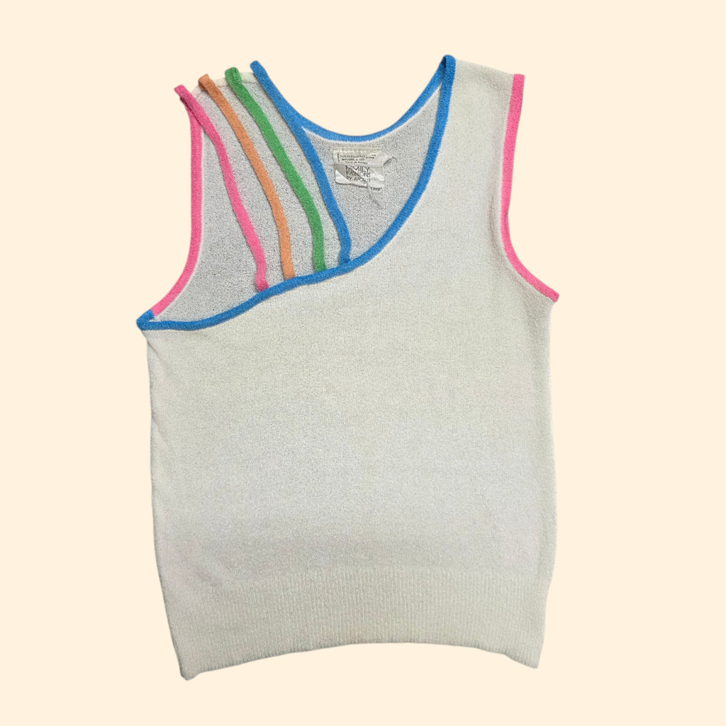 1970s Asymmetrical Nylon Tank Top ~ Medium Large
