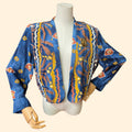 1990s Tribal Print Cropped Buttonless Batik Blazer ~ Medium Large