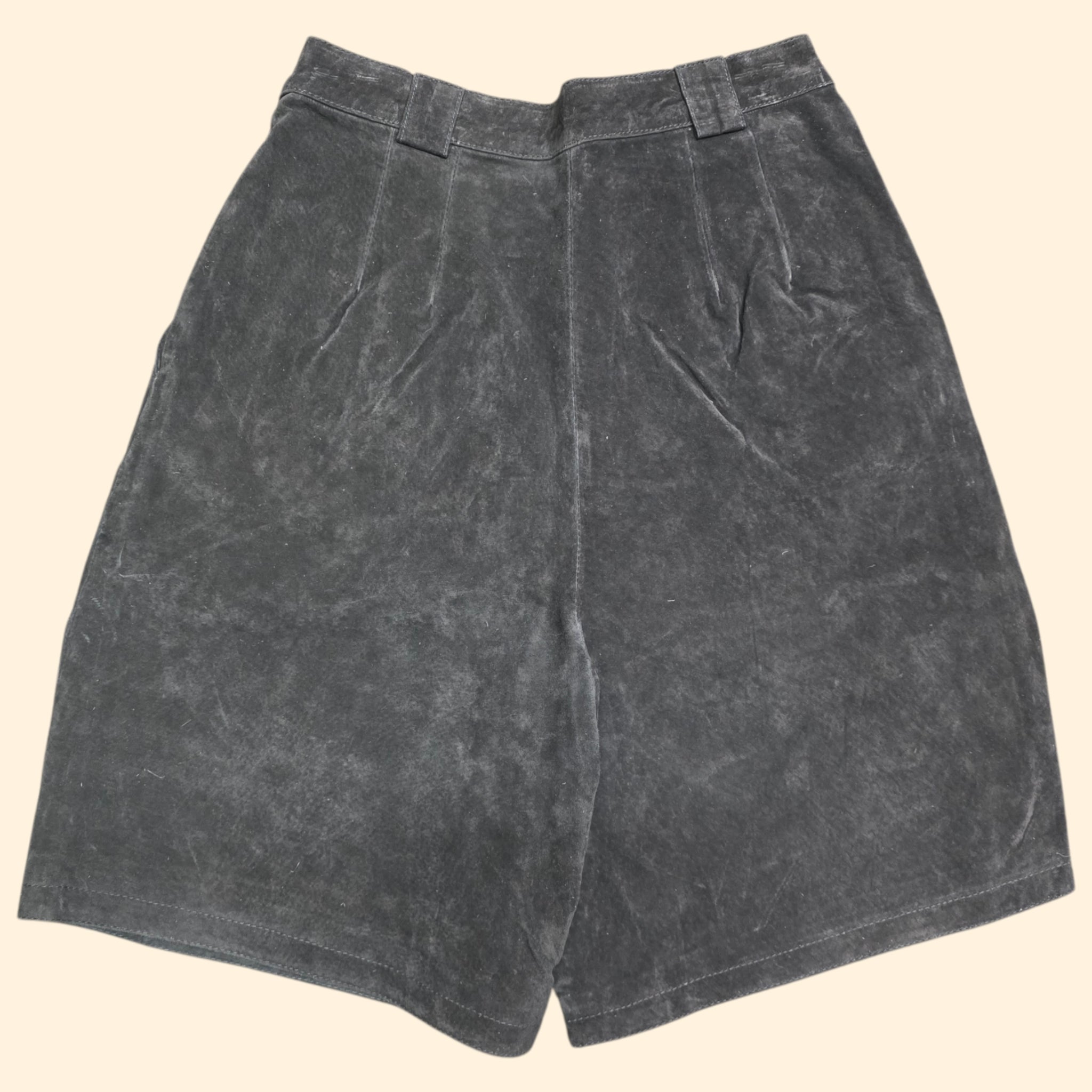 1990s Black Suede Mid Length Shorts ~ Medium ~ Knickers Bermuda Shorts