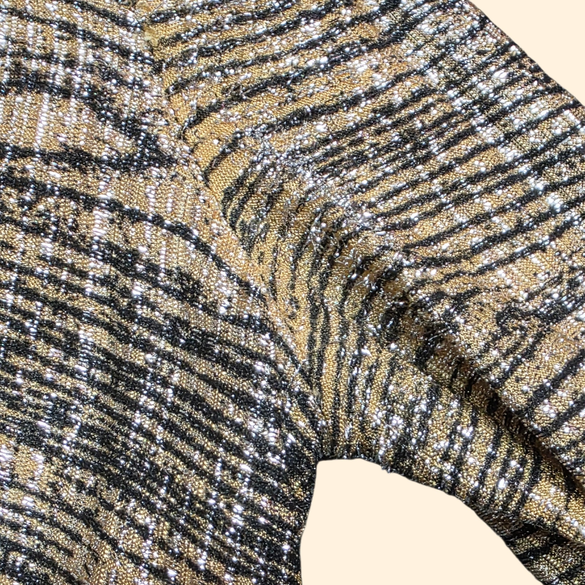 1960s Beaded Tiger Print Lurex Mini Dress ~ Small ~ Formal