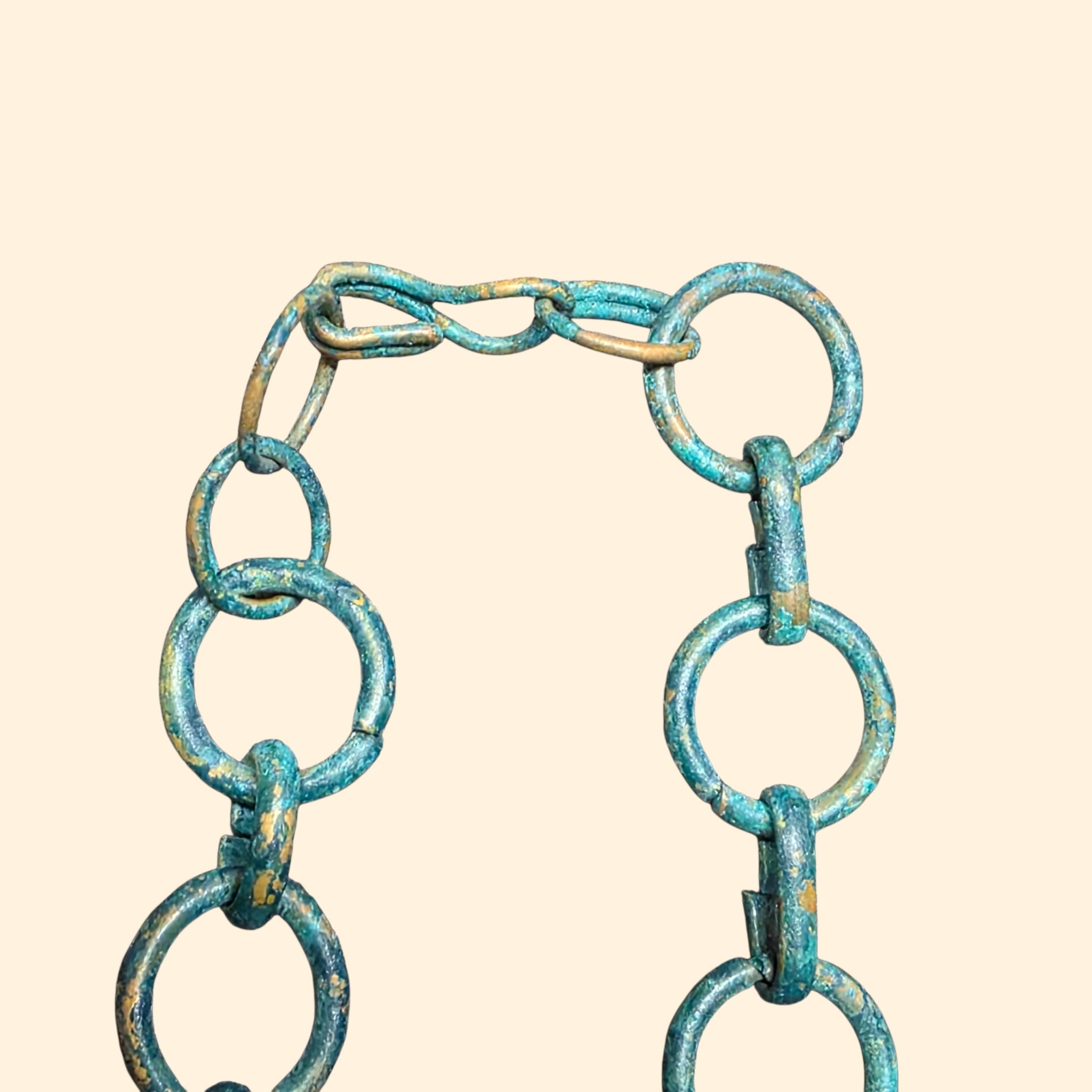 1990s Artisan Mixed Metal Abstract Boho Statement Charm Necklace