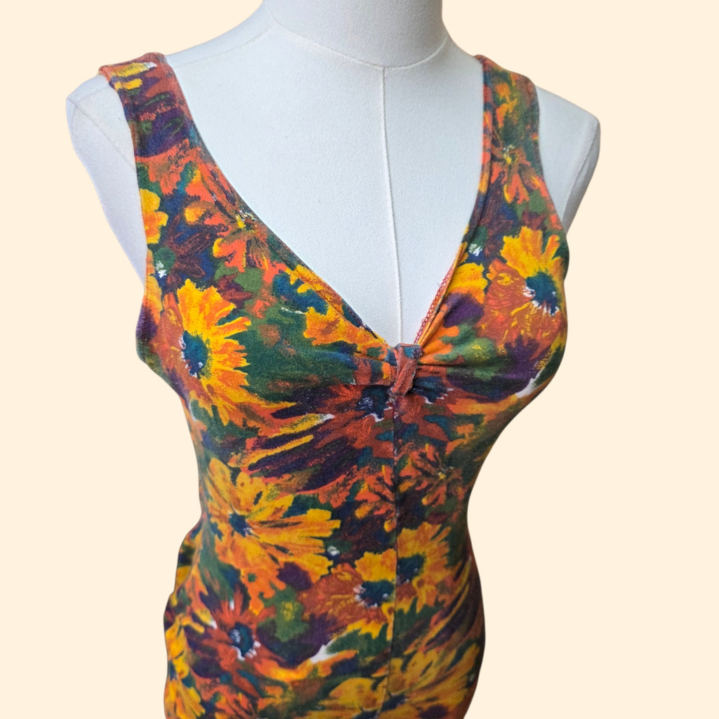 1990s Floral Athletic Bodysuit ~Small Medium ~ Festival Romper Playsuit