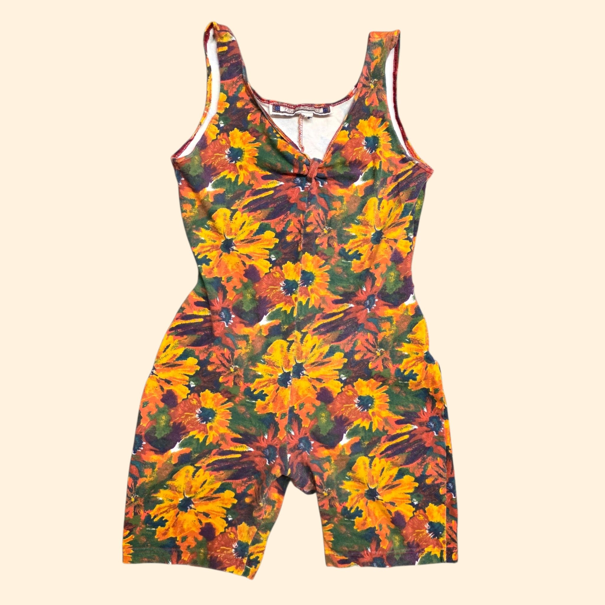 1990s Floral Athletic Bodysuit ~Small Medium ~ Festival Romper Playsuit