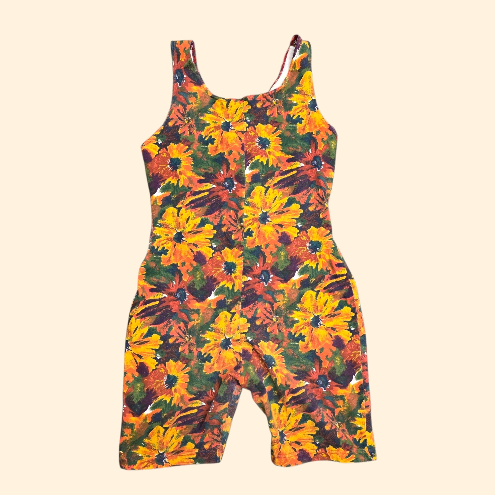 1990s Floral Athletic Bodysuit ~Small Medium ~ Festival Romper Playsuit