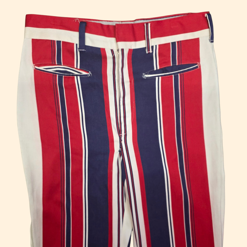 1960s Red White and Blue Striped Straight Leg Slacks ~ 33 x 32