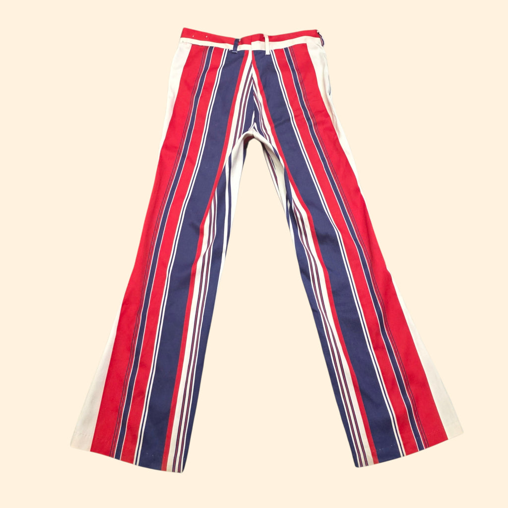 1960s Red White and Blue Striped Straight Leg Slacks ~ 33 x 32