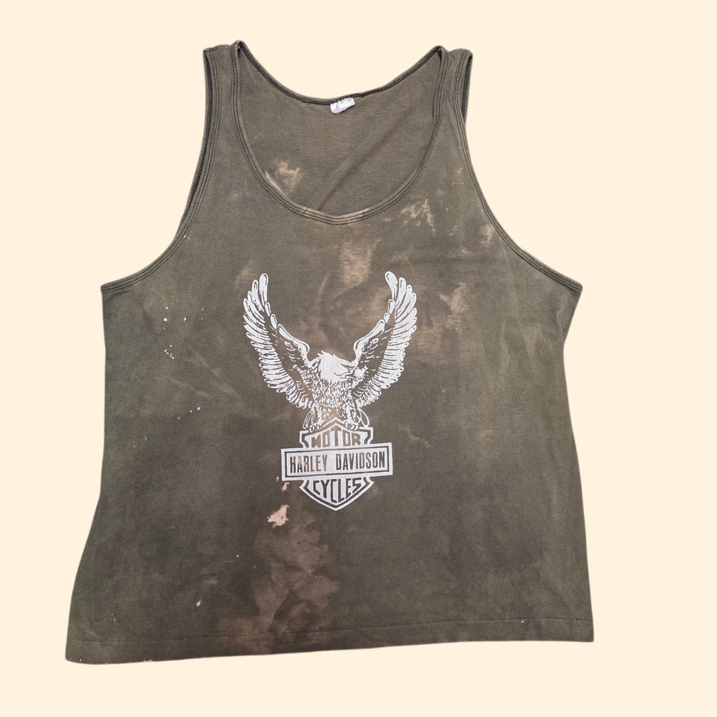 1990s Harley Davidson Faded Tank Top ~ Large ~ Thrashed Motorcycle Biker Single Stitch Muscle Tank