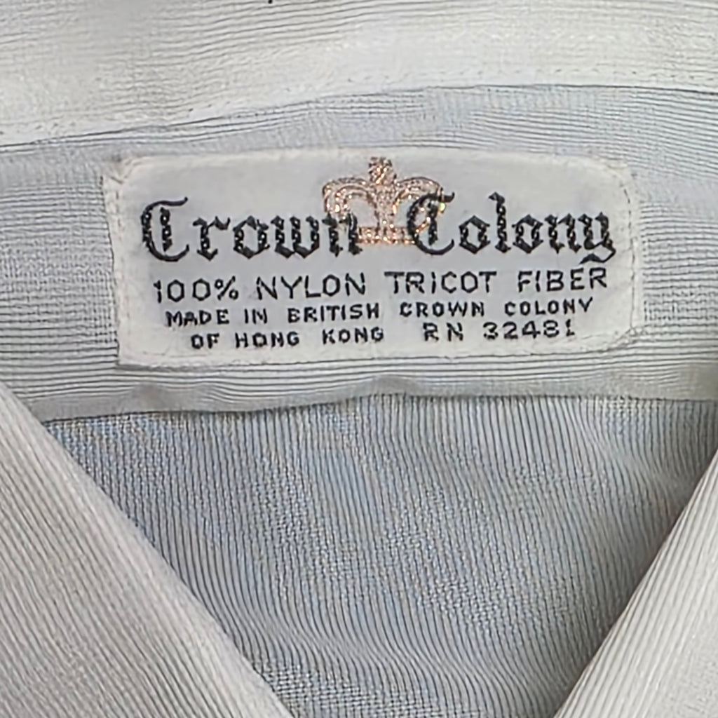 1960s Sheer White Nylon Button Down Shirt ~ Large 16 1/2