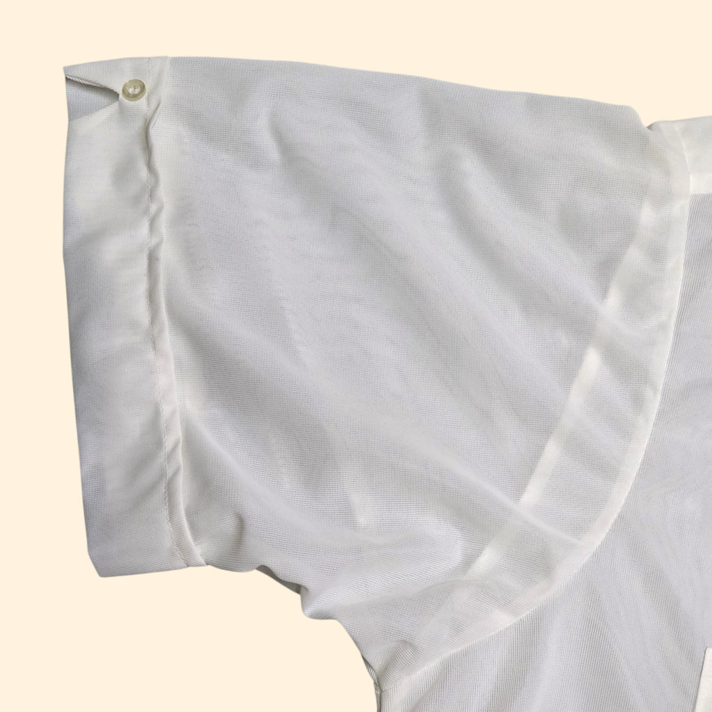 1960s Sheer White Nylon Button Down Shirt ~ Large 16 1/2