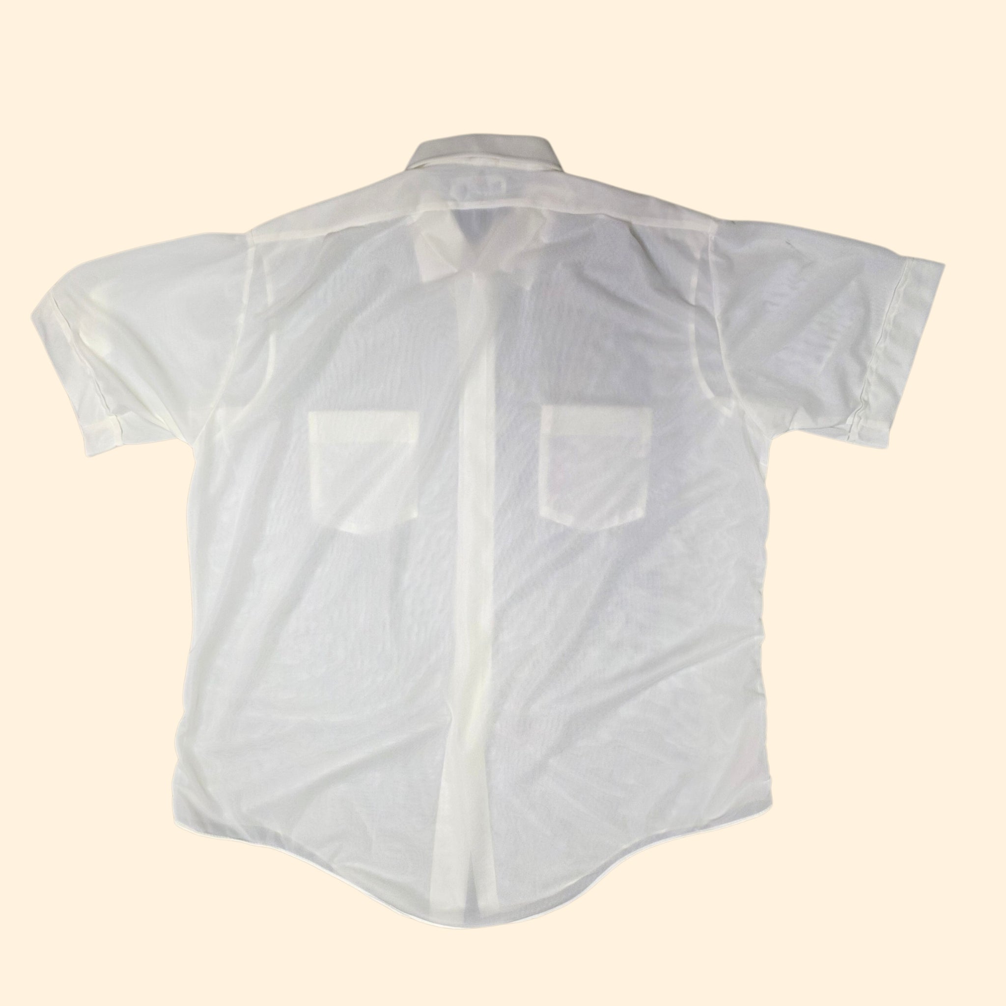 1960s Sheer White Nylon Button Down Shirt ~ Large 16 1/2