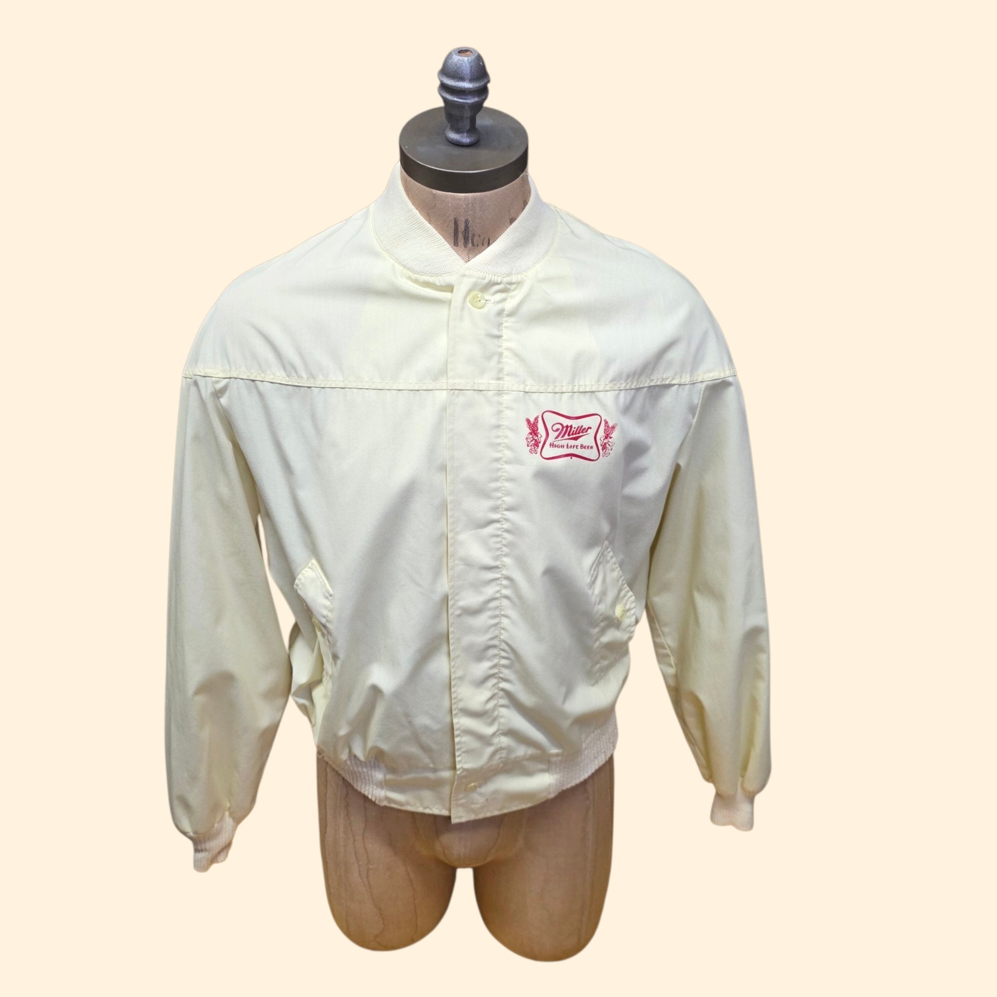 1970s Miller High Life Lightweight Jacket ~ Large ~ Harrington Coat Beer Promo