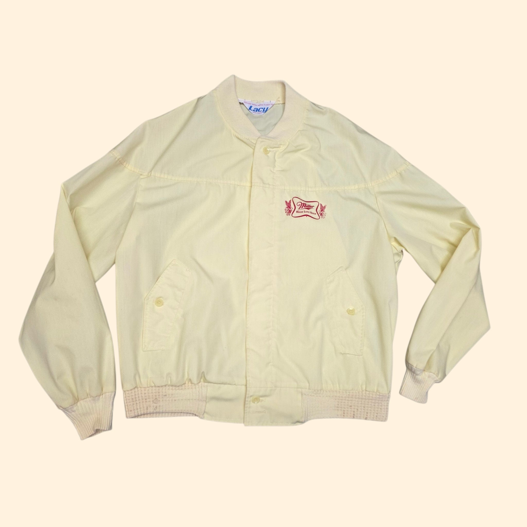 1970s Miller High Life Lightweight Jacket ~ Large ~ Harrington Coat Beer Promo