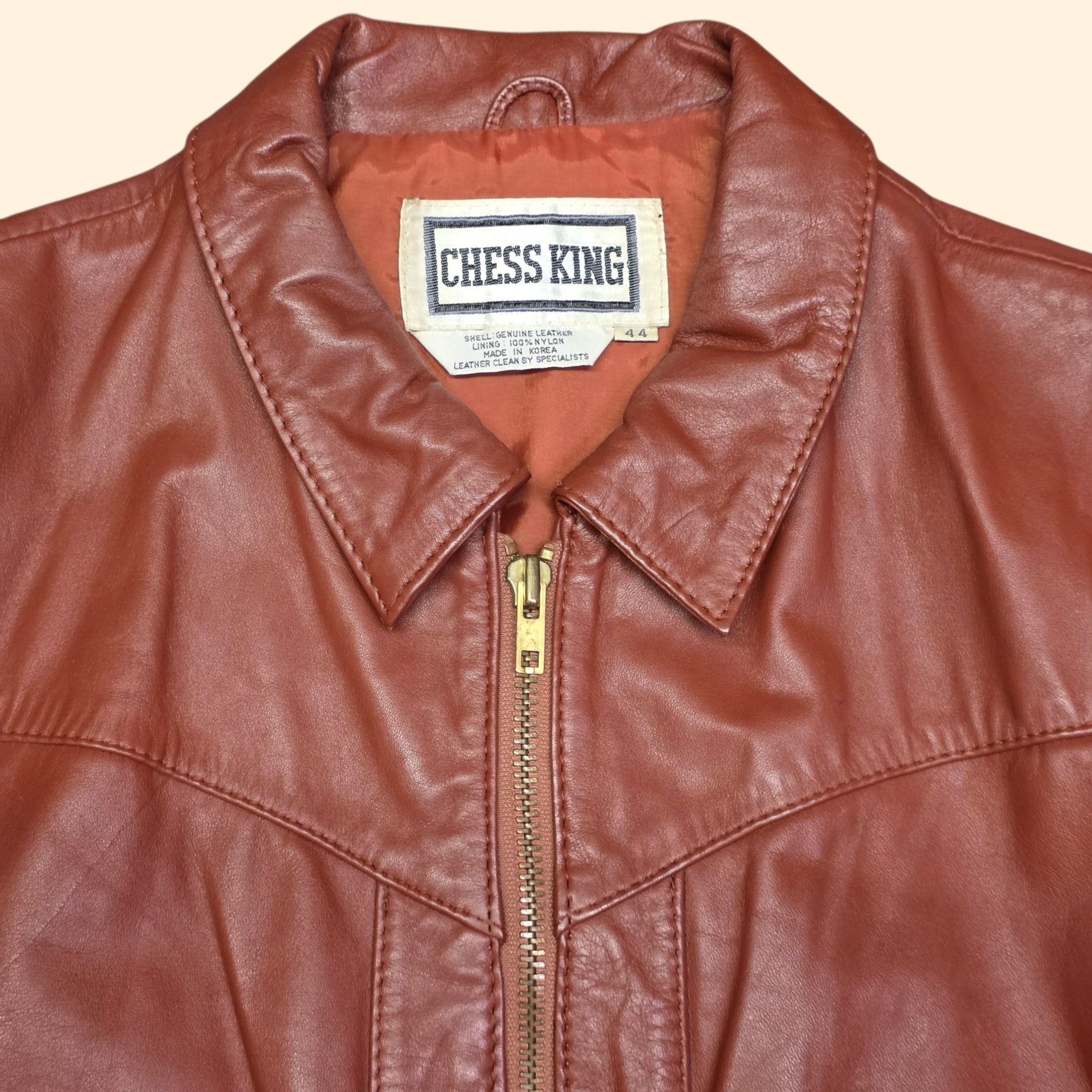 1970s Rust Leather Zip Up Jacket ~ Medium 44