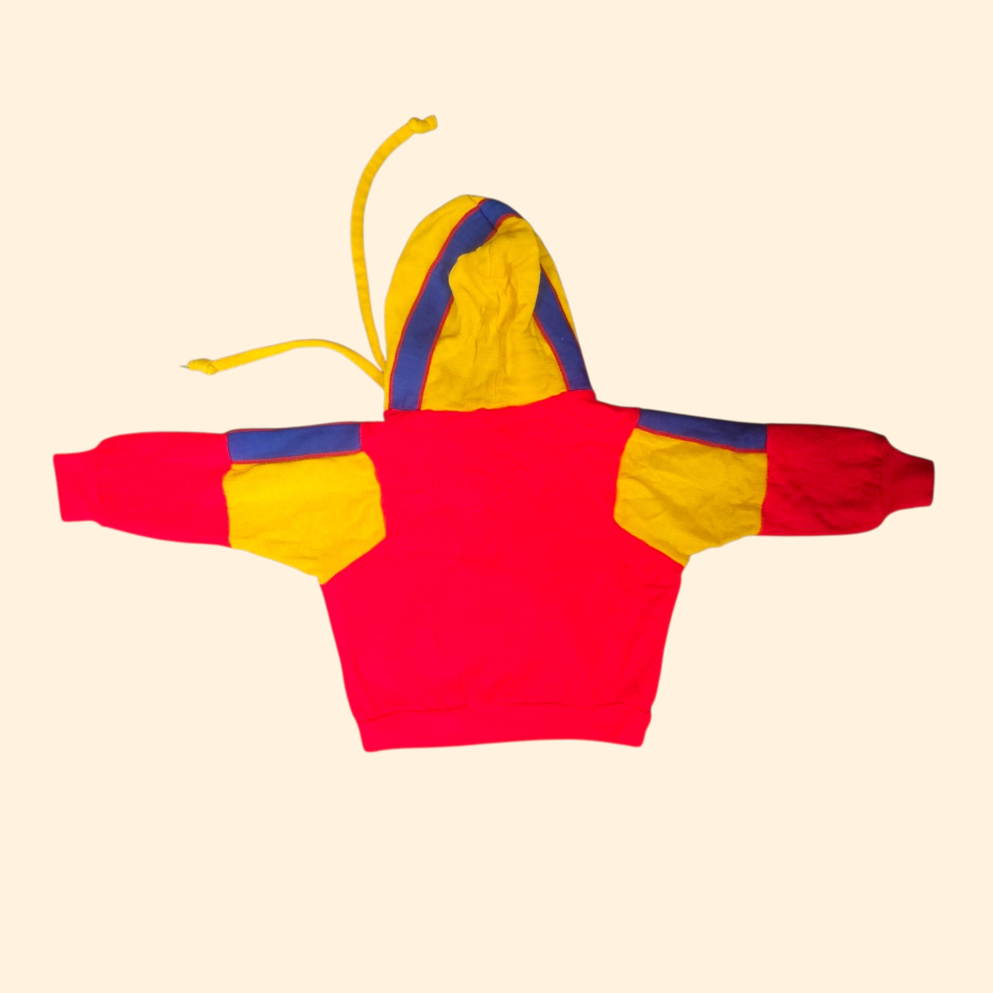 1970s Dayglo Colorblock Toddler Hoodie ~ 12- 24 Months ~ Hooded Pullover Baby Sweatshirt