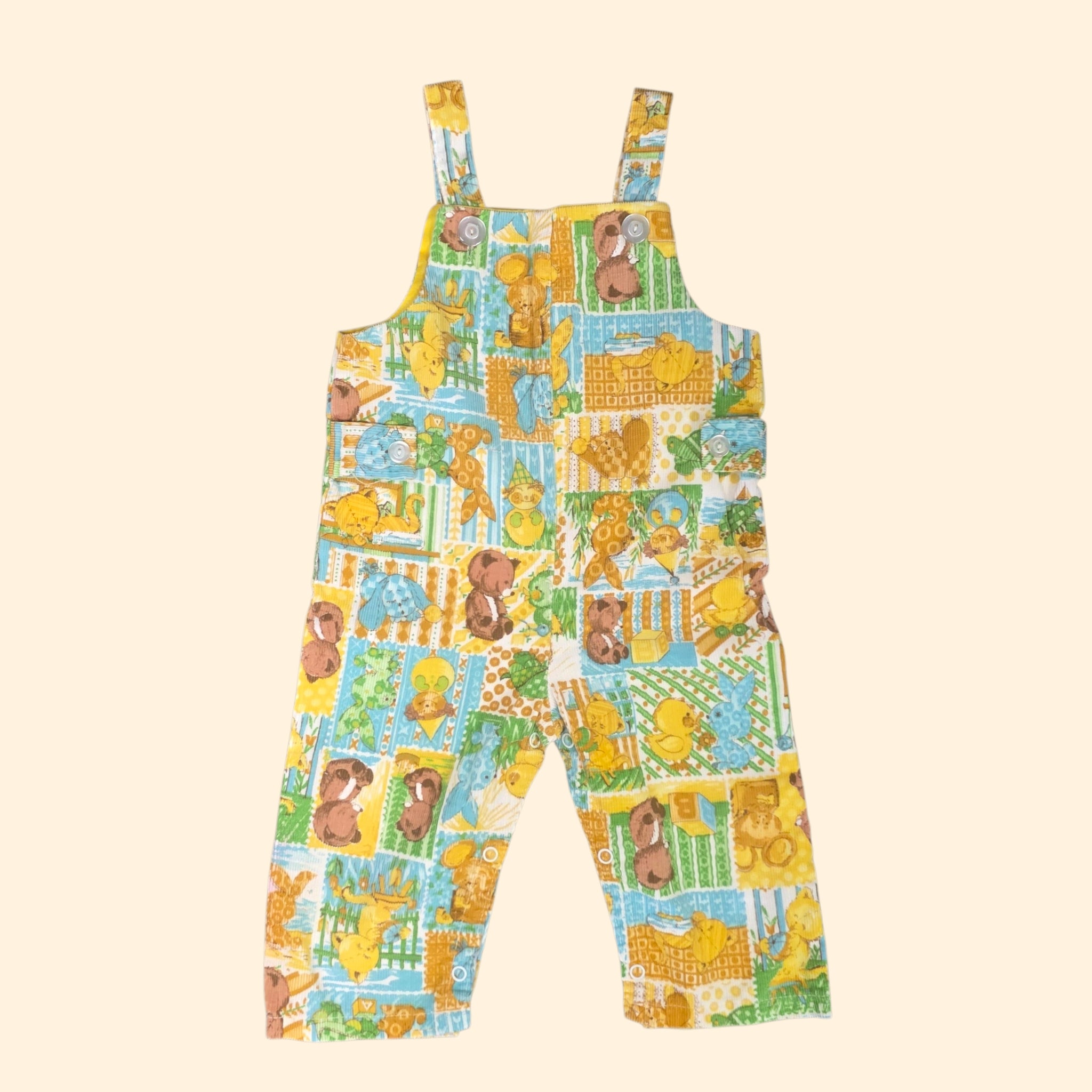 1970s Corduroy Overalls ~ Youth 5 ~ Bear Bunny Duck Baby Animal
