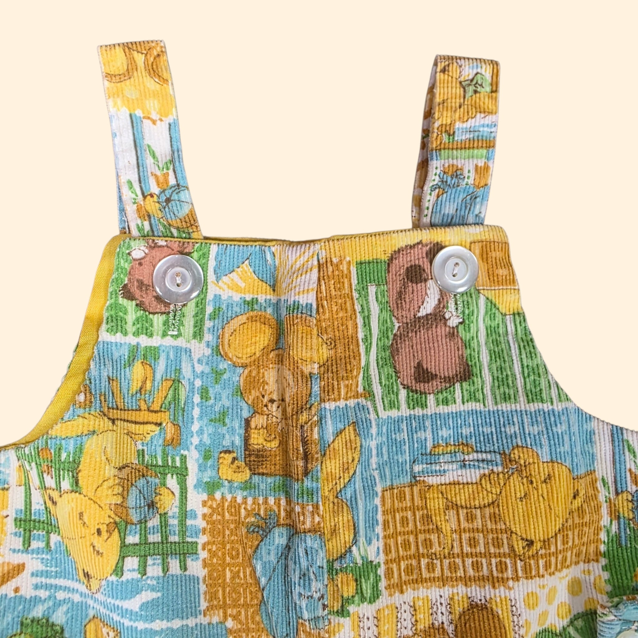 1970s Corduroy Overalls ~ Youth 5 ~ Bear Bunny Duck Baby Animal