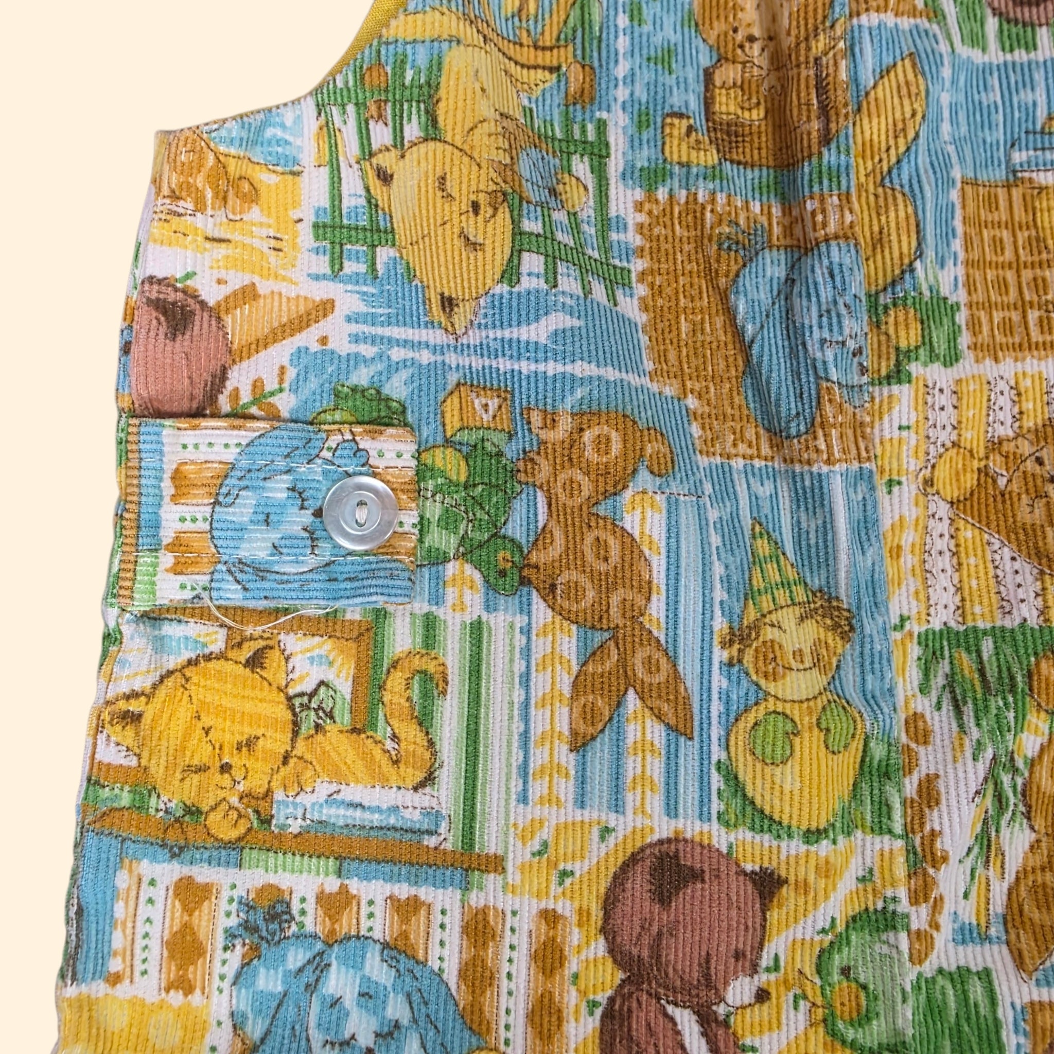 1970s Corduroy Overalls ~ Youth 5 ~ Bear Bunny Duck Baby Animal
