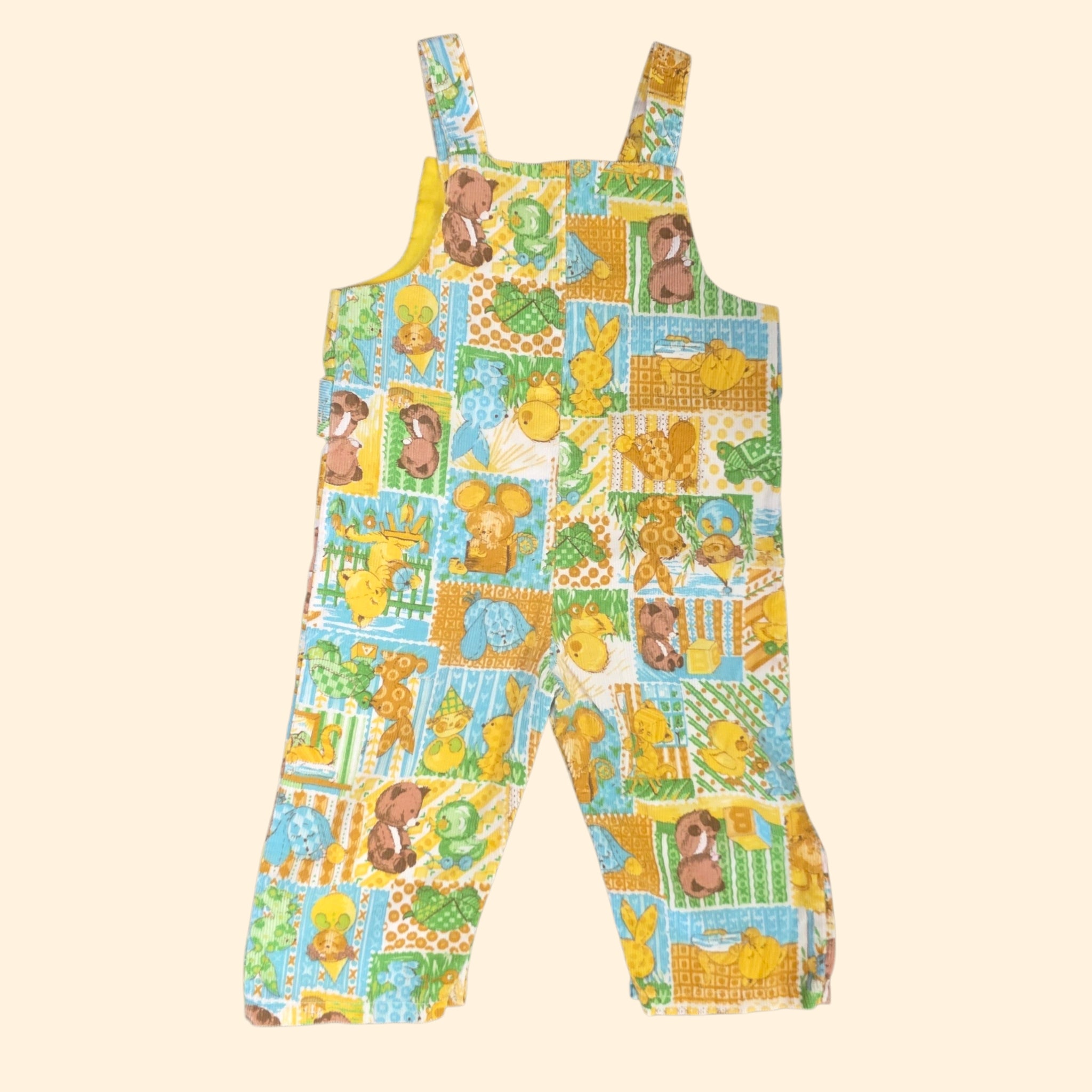 1970s Corduroy Overalls ~ Youth 5 ~ Bear Bunny Duck Baby Animal