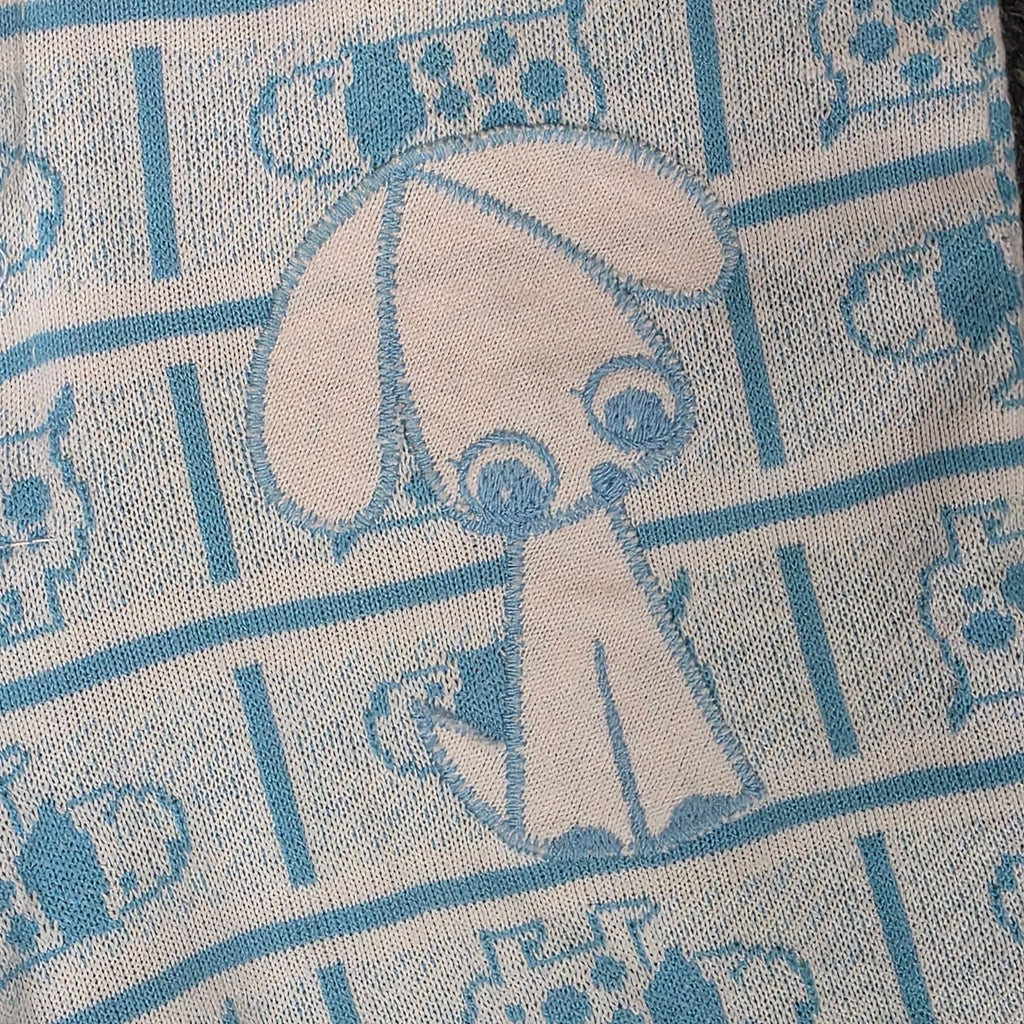 1970s Health-tex Blue and White Puppy Dog Footless Knit Romper Sleeper ~ 3 Months