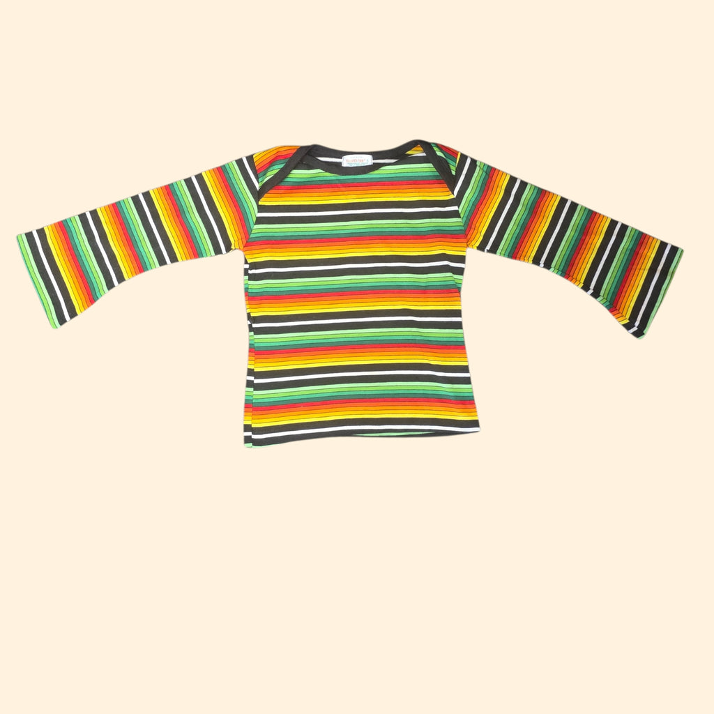 1970s Health-tex Striped Long Sleeve T Shirt ~ Youth 6 ~ Bell Sleeve