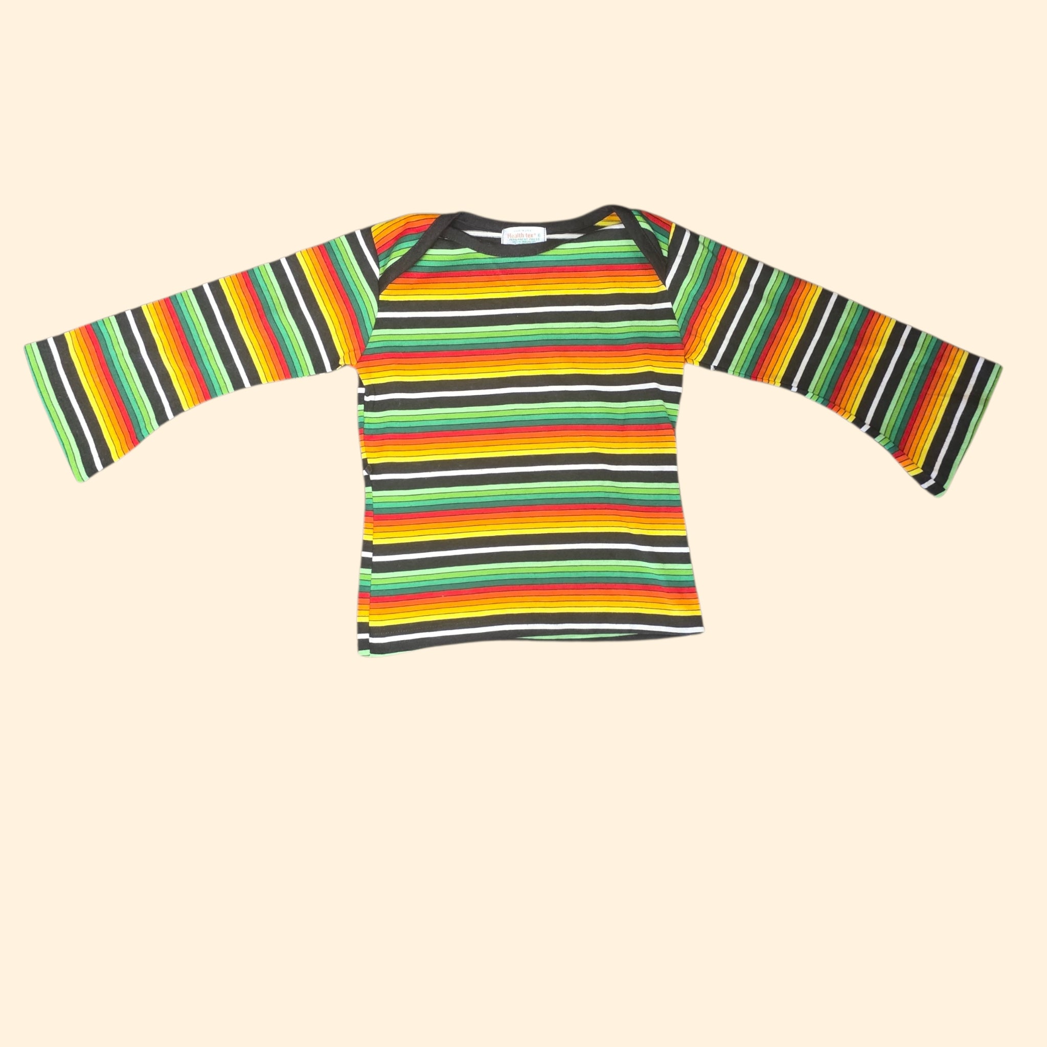 1970s Health-tex Striped Long Sleeve T Shirt ~ Youth 6 ~ Bell Sleeve