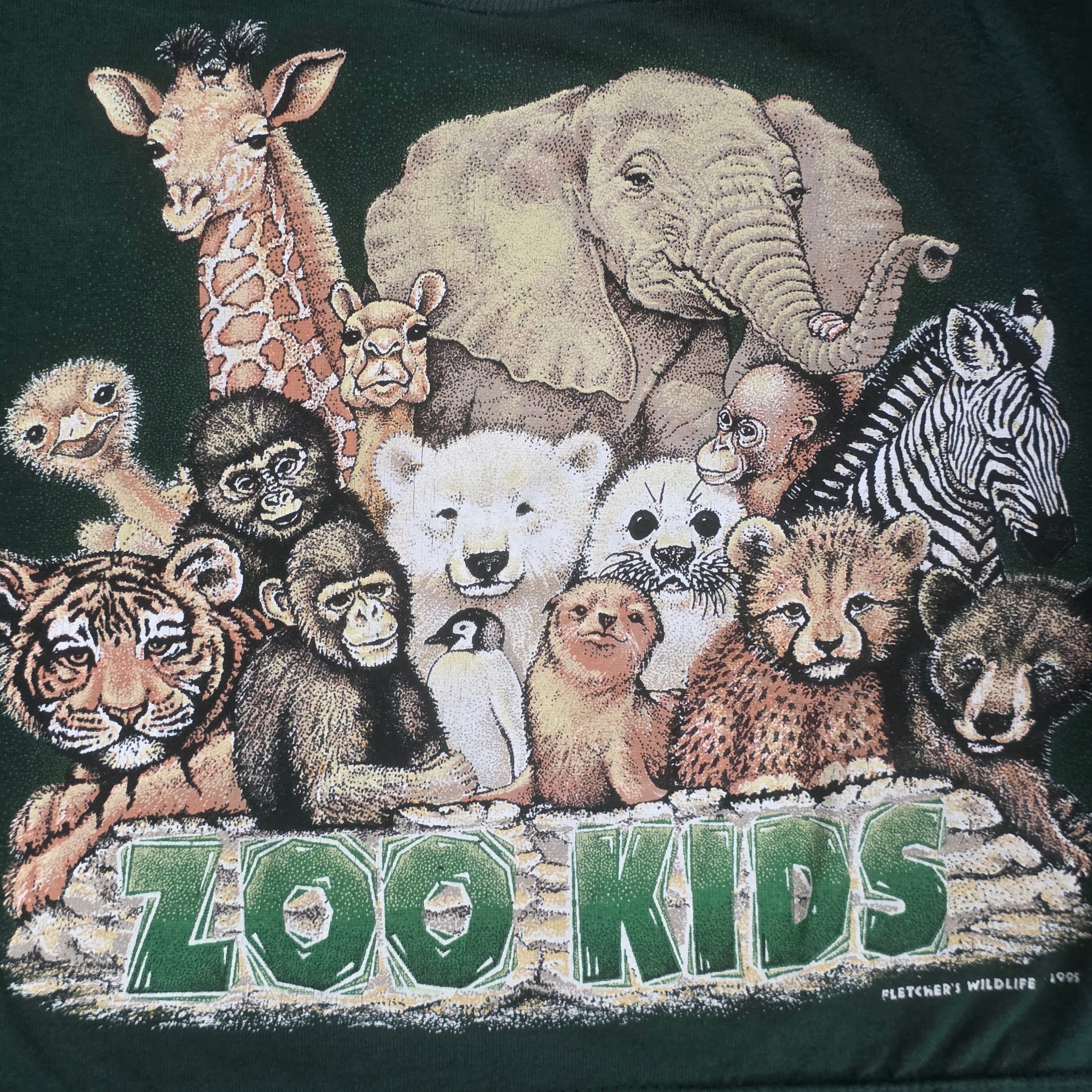 1990s Zoo Kids T Shirt ~ Youth 2/4 ~ Baby Animals